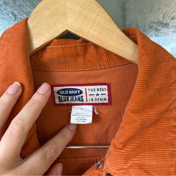 Vintage old navy large burnt orange corduroy cropped jacket pockets y2k - Picture 2 of 6